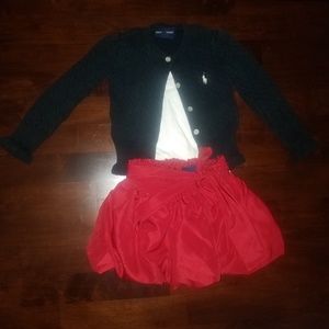 Ralph Lauren cardigan and bubble skirt